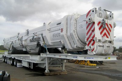 White crane jib on a Southern Cross Trailer